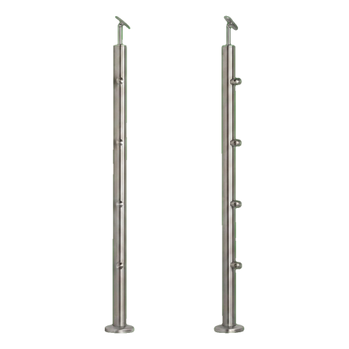 PSG Poteau de rampe intermédiaire traversant ø 42,4 mm AISI 304 – 4 supports, satiné 001-204 (1)