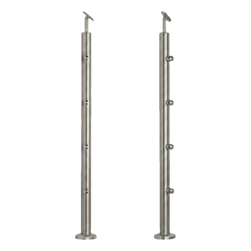 PSG Poteau de rampe intermédiaire traversant ø 42,4 mm AISI 304 – 4 supports, satiné 001-204 (1)