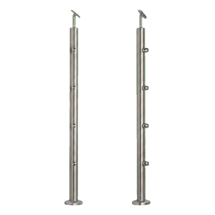 PSG Poteau de rampe intermédiaire traversant ø 42,4 mm AISI 304 – 4 supports, satiné 001-204 (1)
