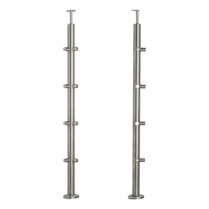 PSG poteau d'angle pour balustrade en acier inoxydable AISI 304 ø42,4 mm H1060 mm avec supports pour tubes ø12 mm