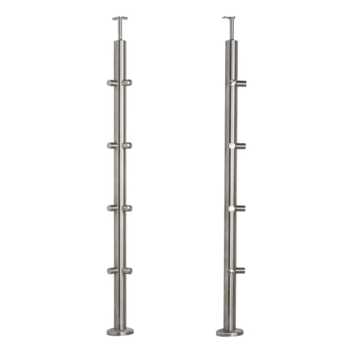 PSG poteau d'angle pour balustrade en acier inoxydable AISI 304 ø42,4 mm H1060 mm avec supports pour tubes ø12 mm 001-206 (1)