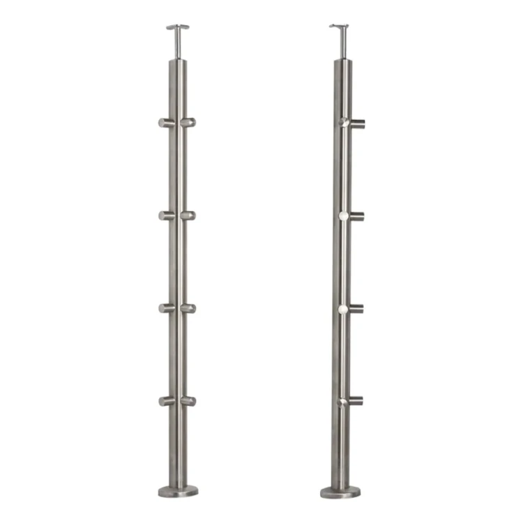 PSG poteau d'angle pour balustrade en acier inoxydable AISI 304 ø42,4 mm H1060 mm avec supports pour tubes ø12 mm 001-206 (1)