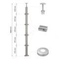 PSG poteau d'angle pour balustrade en acier inoxydable AISI 304 ø42,4 mm H1060 mm avec supports pour tubes ø12 mm 001-206 (2)