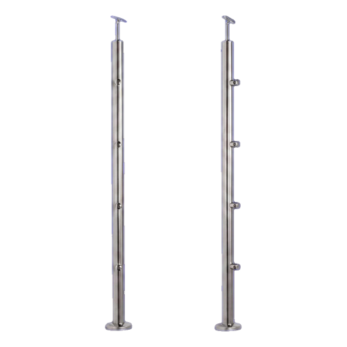 PSG poteau de balustrade traversant Ø42,4 mm en acier inoxydable AISI 304 – 4 supports Ø12, montage au sol 001-207 (1)
