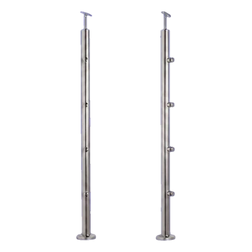 PSG poteau de balustrade traversant Ø42,4 mm en acier inoxydable AISI 304 – 4 supports Ø12, montage au sol 001-207 (1)
