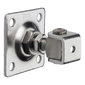 PSG charnière réglable portail M16 AISI304 avec plaque 80×80 mm – brut