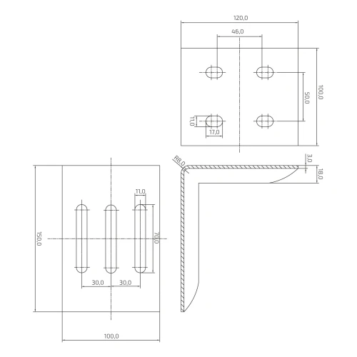 Support PSG pour fixation de butée de portail coulissant acier 150×120 mm 001-249 (2)