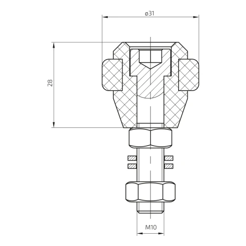 PSG galet guide caoutchouté ø 31 mm pour portails coulissants avec tige M10 001-276 (2)