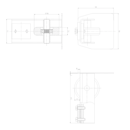 Galet de guidage PSG 140 mm avec butée pour portail coulissant autoportant 001-299 (2)