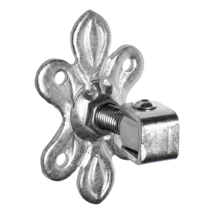 Charnière de portail réglable avec écusson décoratif M20 160×105×6 mm acier galvanisé