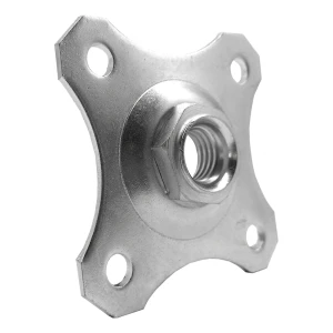 Plaque décorative 80×80×3 mm pour charnière réglable M16 – galvanisée