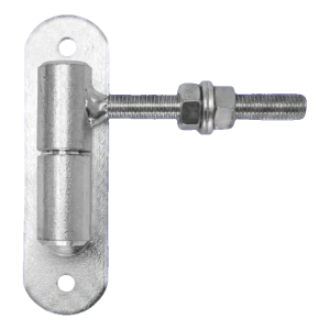 Gond réglable roulé PSG pour portillon fi24 M12 avec écusson 150×40 mm