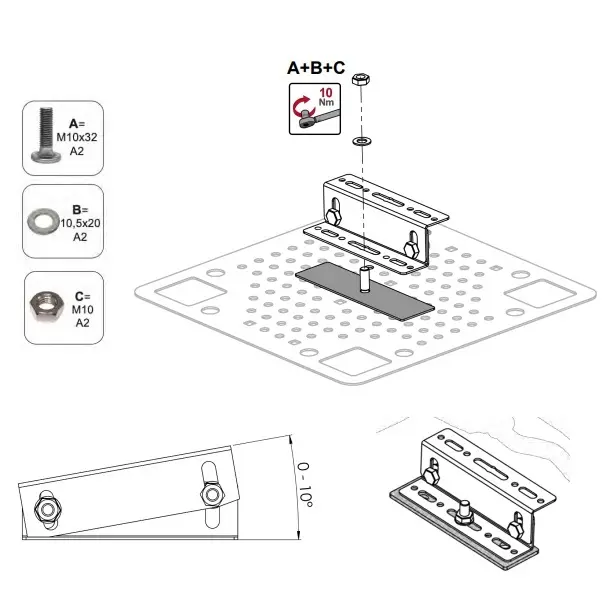 Plaque de montage pour toiture 375x375mm CWL PV-27-02 (4)