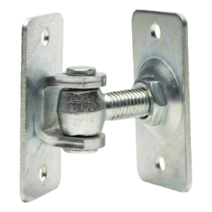 Charnière réglable M12 à fixation double face – base 74×38 mm pour portails et portillons