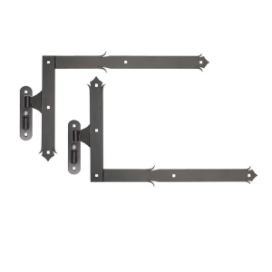 Charnière d'angle décorative à gond H400 x L650 – kit pour un vantail, noir