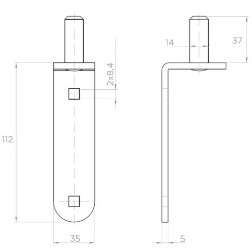 Gond pivotant femelle Ø14 mm à visser – axe pour portails battants 001-508 (2)