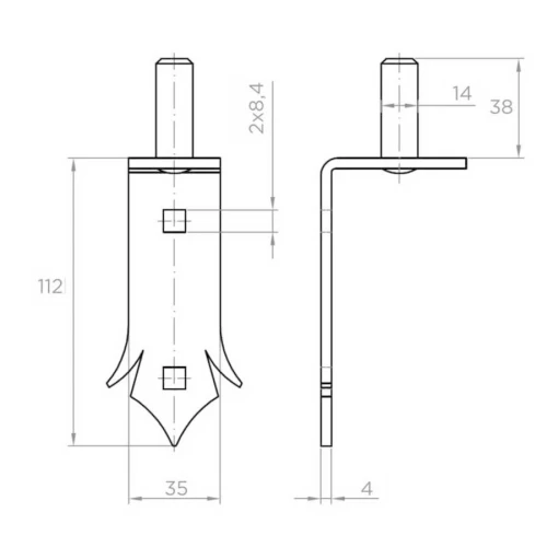 Gond décoratif pour charnière à sangle Ø 14 mm pour portails battants – à visser 001-510 (2)