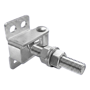 Charnière réglable coudée M16 pour portails et portillons – 180° / 125 mm, galvanisée