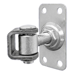 Komet – charnière portail réglable M12 avec écusson 75 × 37 mm, zinc galvanique