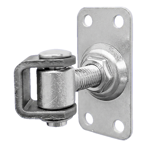 Komet – charnière portail réglable M12 avec écusson 75 × 37 mm, zinc galvanique 001-522 (1)