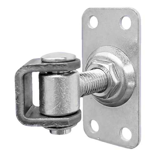 Komet – charnière portail réglable M12 avec écusson 75 × 37 mm, zinc galvanique 001-522 (1)