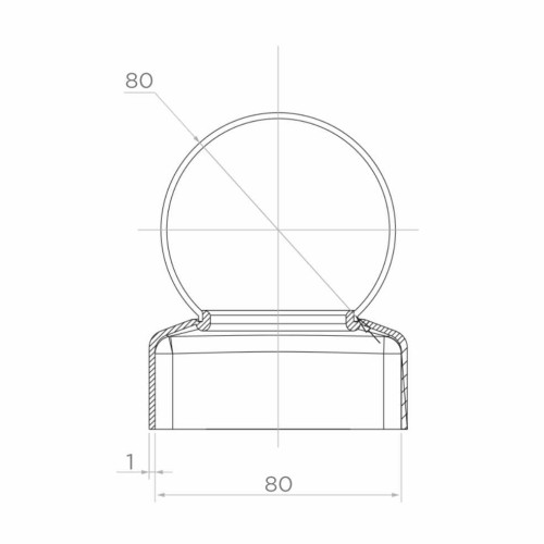 Chapeau de clôture en acier galvanisé 80×80 mm avec boule ø 80 mm 001-565 (2)