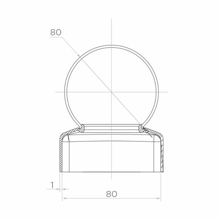 Chapeau de clôture en acier galvanisé 80×80 mm avec boule ø 80 mm 001-565 (2)