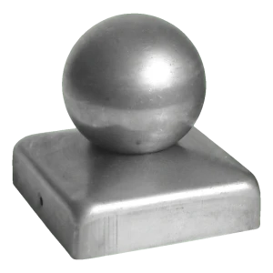 Capuchon en acier pour poteau de clôture 100×100 mm avec boule Ø 60 mm – brut