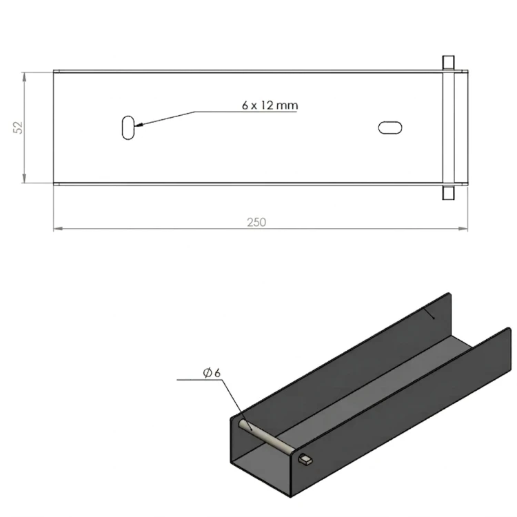 Cornière de liaison support pour soubassement 250x50 galvanisé GPV-700-39 (3)