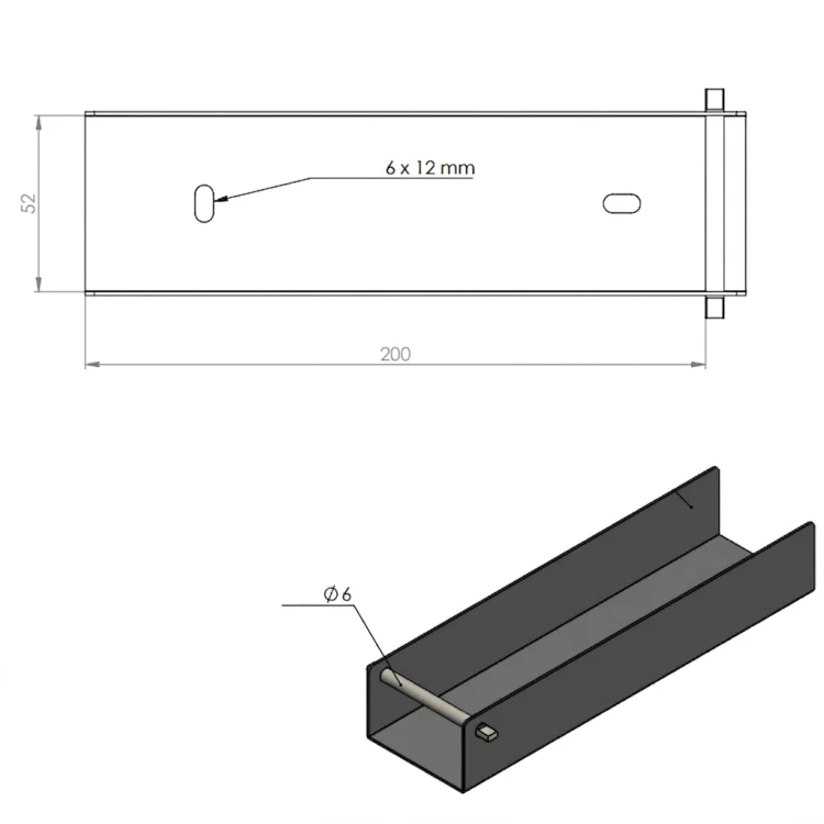 Profilé en U connecteur support pour soubassement 200x50 galvanisé GPV-700-34 (3)