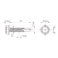 Vis autoperceuse DIN 7504 K 4.8x19 mm – acier inoxydable A2, tête hexagonale à embase 001-923 (2)