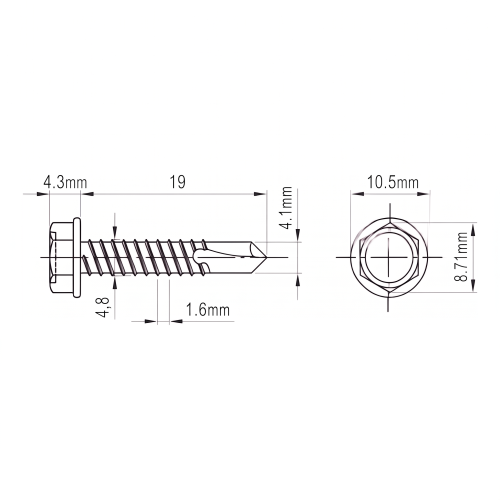 Vis autoperceuse DIN 7504 K 4.8x19 mm – acier inoxydable A2, tête hexagonale à embase 001-923 (2)