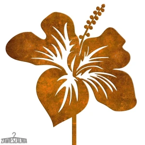 Décoration de jardin Hibiscus en acier corten 19×97 cm – à planter en terre