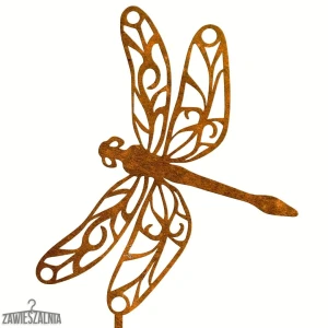 Zawieszalnia – libellule ajourée en acier corten XL 22x98 cm sur tige