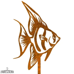 Biżuteria Ogrodowa – poisson décoratif rouillé Luiza XXL sur tige 16×103 cm