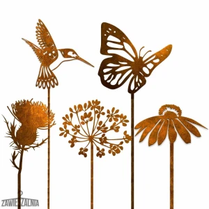Zawieszalnia – bijoux de jardin set rouillé de 5 ornements XXL en acier corten 101 cm