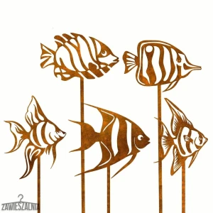 Bijoux de Jardin – lot de 5 poissons décoratifs en acier Corten XXL 103 cm