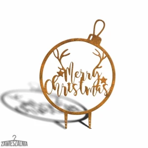 Zawieszalnia – décoration de jardin Boule de Noël Merry Christmas XL 77 cm en acier corten