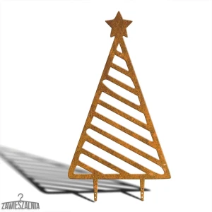Sapin décoratif de jardin à suspendre XXL 92 cm – acier corten, motif rayures