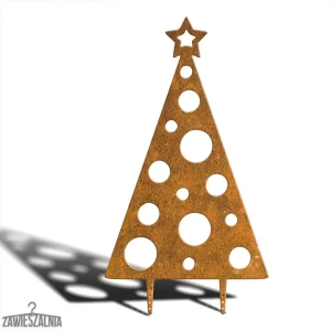 Sapin de jardin décoratif XXL 92 cm en acier corten, motif à points – décoration à suspendre