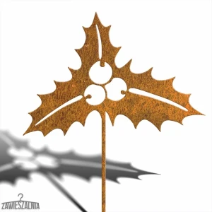Décoration de jardin – houx rouillé XL 92 cm en acier corten sur tige