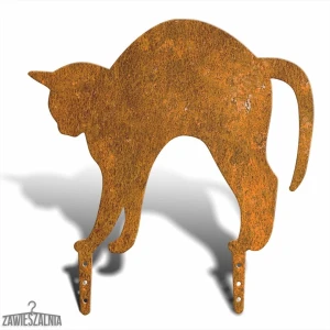 Zawieszalnia – épouvantail de jardin Chat à dos arqué L 38 cm, acier corten