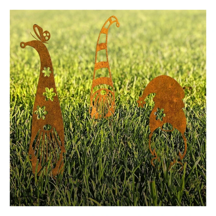 Décoration de jardin Lutin Joyeux L 21×41 cm – acier corten avec patine naturelle 1008-1465-2 (2)