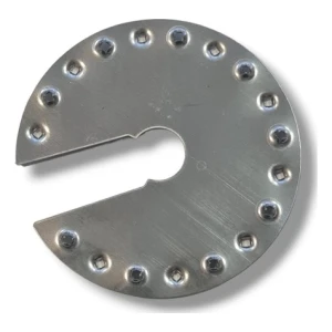 Rondelle de mise à la terre PV ronde avec encoche Ø44 mm – acier inoxydable A2