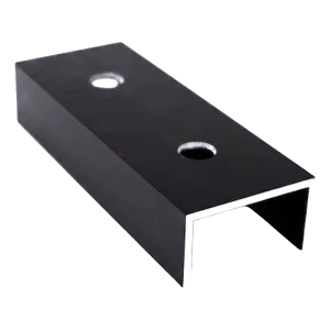 Éclisse de profilé de montage PV en aluminium anodisé noir 120 mm profilé en U 25×45