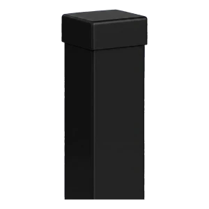 Poteau de clôture en acier 80×80 mm noir RAL 9005 – 2,0 m avec embout