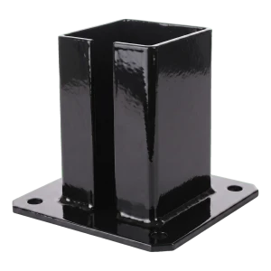 Platine de fixation en acier pour poteau de portail et de clôture 100×100 mm, noire