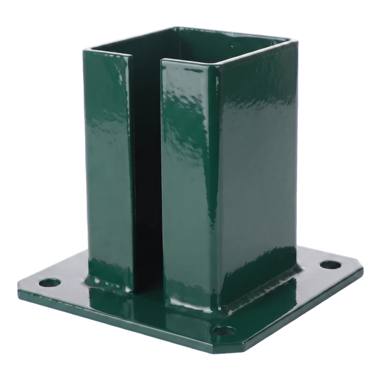 Base de poteau en acier pour poteau de clôture et de portail 100×100 mm verte RAL 6005 000-791 (2)