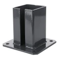 Platine de fixation en acier pour poteau de clôture 100×100 mm – embase de montage graphite RAL 7016 000-792 (2)