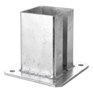 Platine de fixation en acier galvanisé pour poteau de clôture et de portail 100×100 mm